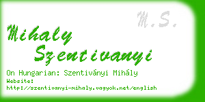 mihaly szentivanyi business card